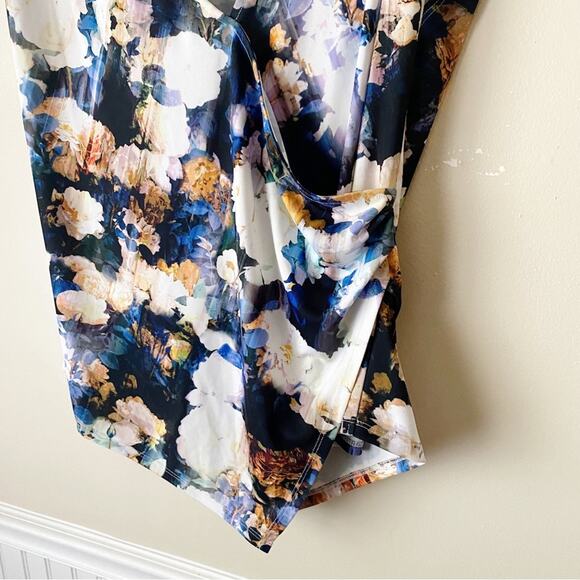 Robert Rodriguez | Francine Blouse Top Watercolor Floral Drape Neckline Large - Picture 5 of 7